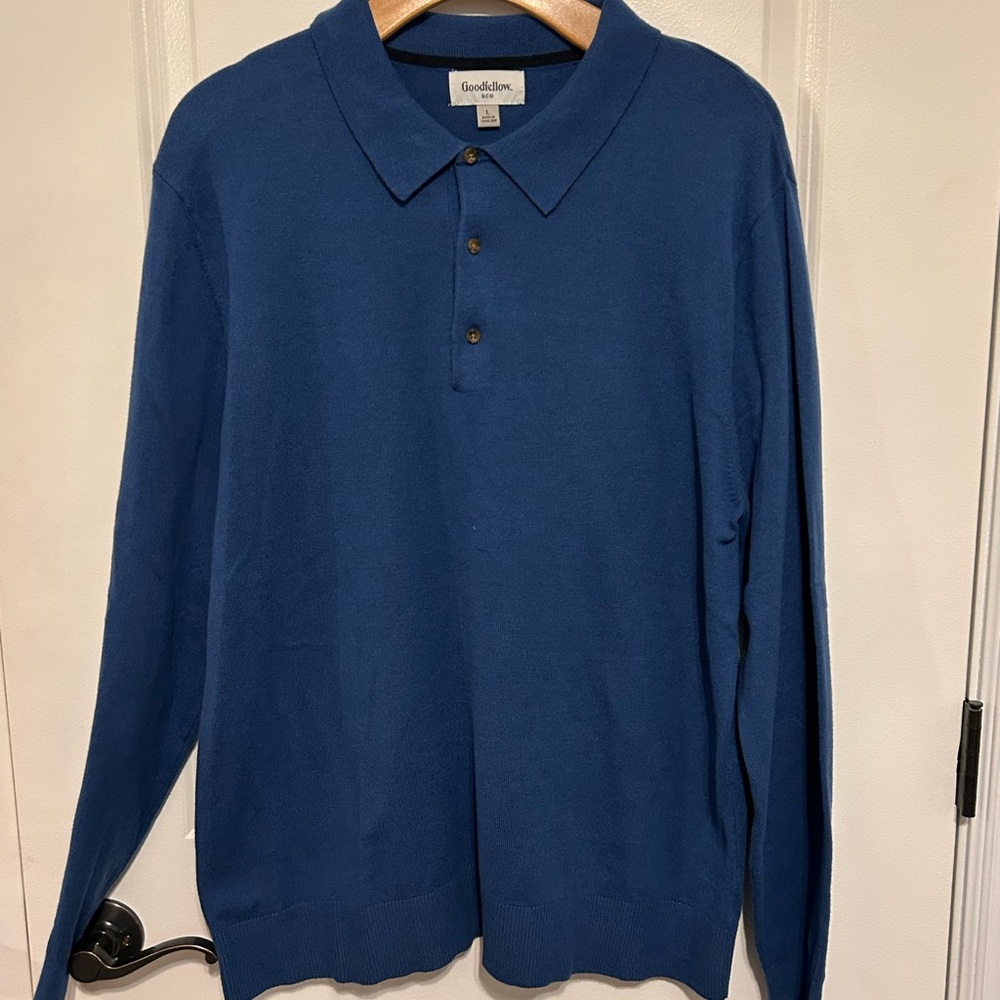 Goodfellow & Co Slate Long Sleeve Sweater Polo